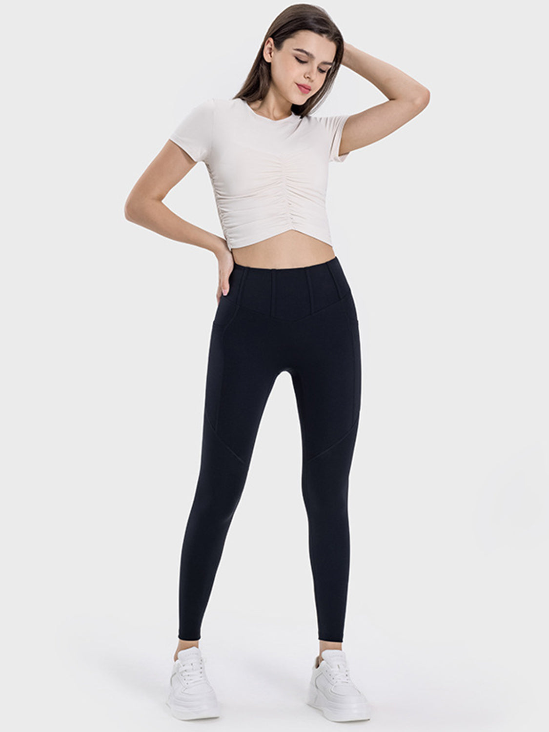 Millennia Pocketed High-Waist Seam Detail Active Leggings