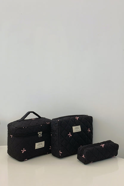 Quilted Bow 3-Piece Storage Bag Set