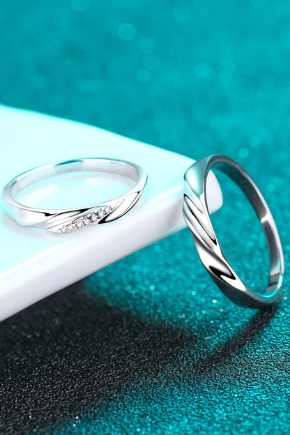 Minimalist Sterling Silver Rhodium-Plated His & Hers Ring Set