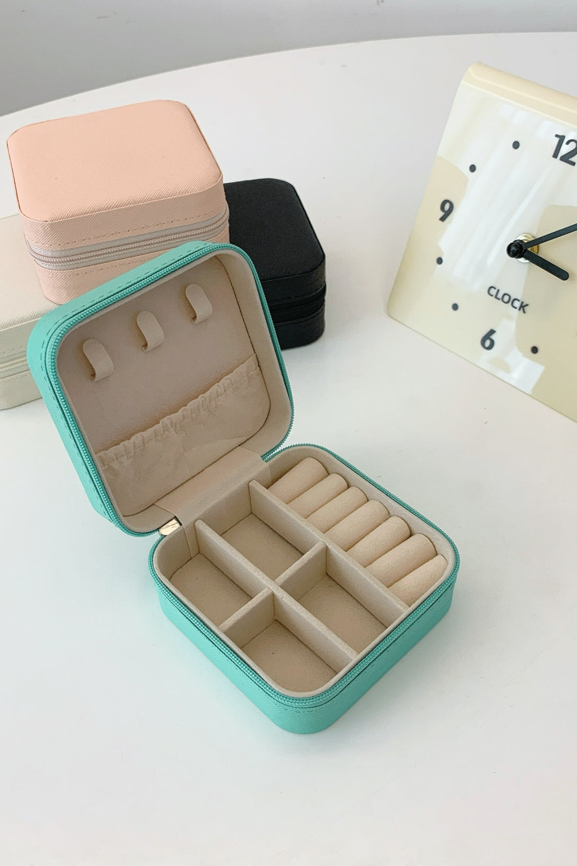 Compact Leather Square Jewelry Organizer