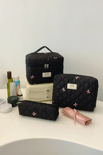 Quilted Bow 3-Piece Storage Bag Set