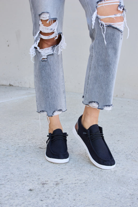 Navy Slip-On Sneakers with Silver Star Accent