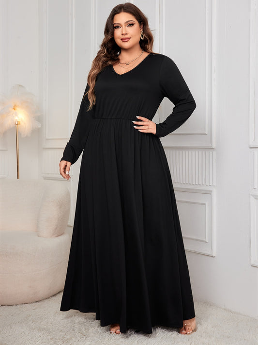 Plus Size Cutout Scoop-Back V-Neck Maxi Dress