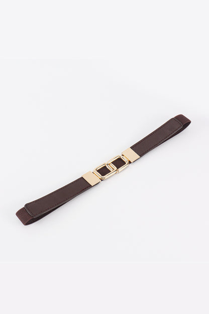 Geometric Rose Gold Double-Buckle Stretch Belt