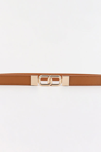 Geometric Rose Gold Double-Buckle Stretch Belt