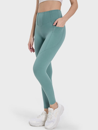 Millennia Pocketed High-Waist Seam Detail Active Leggings