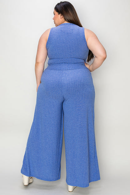 Relaxed Ribbed Two-Piece Tank and Wide-Leg Pants Set