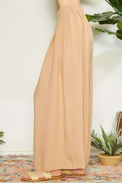 Wrap Pleating Detail Wide Leg Pants