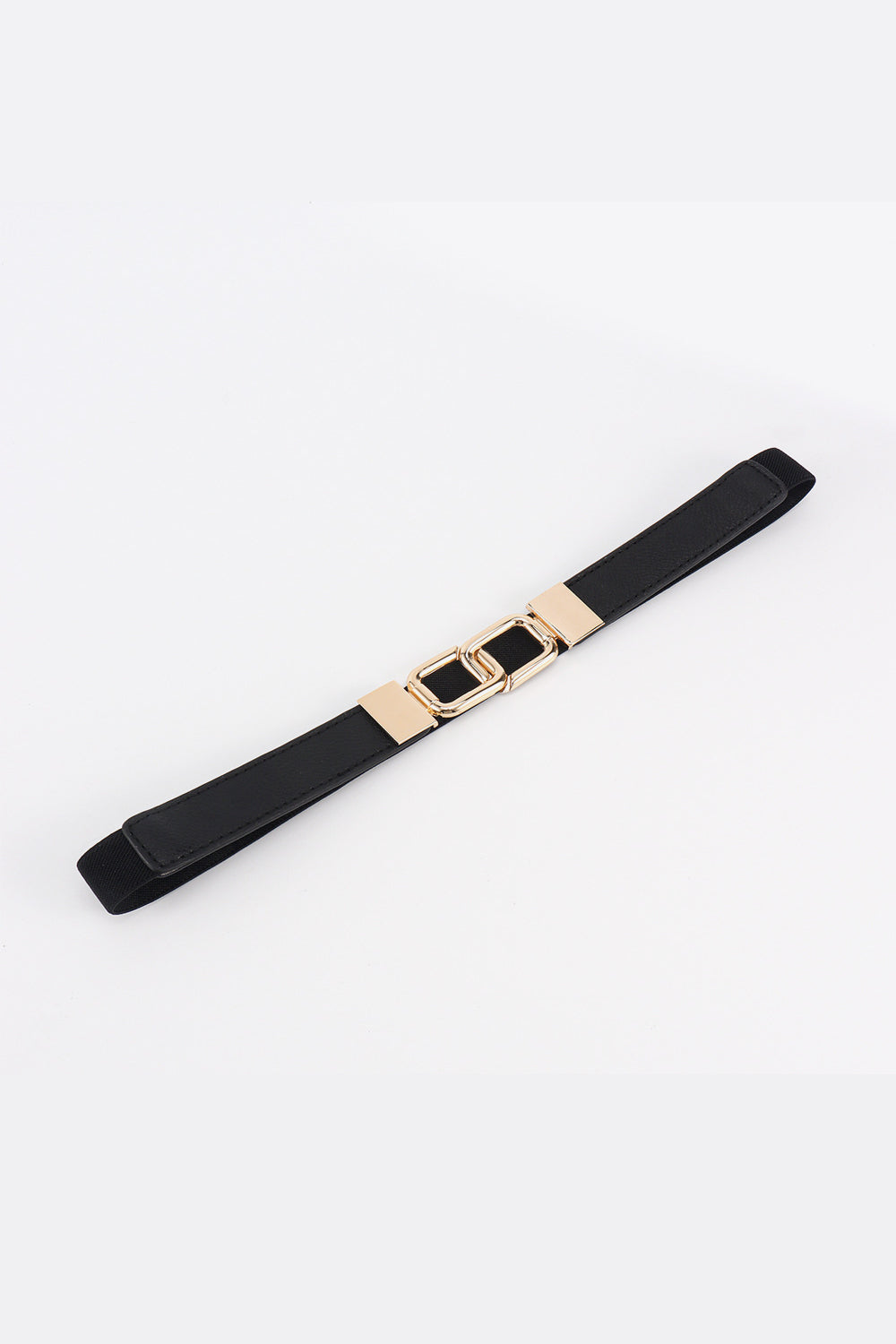 Geometric Rose Gold Double-Buckle Stretch Belt