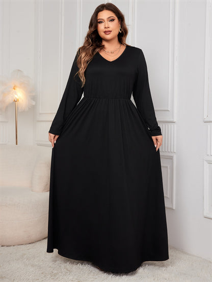 Plus Size Cutout Scoop-Back V-Neck Maxi Dress