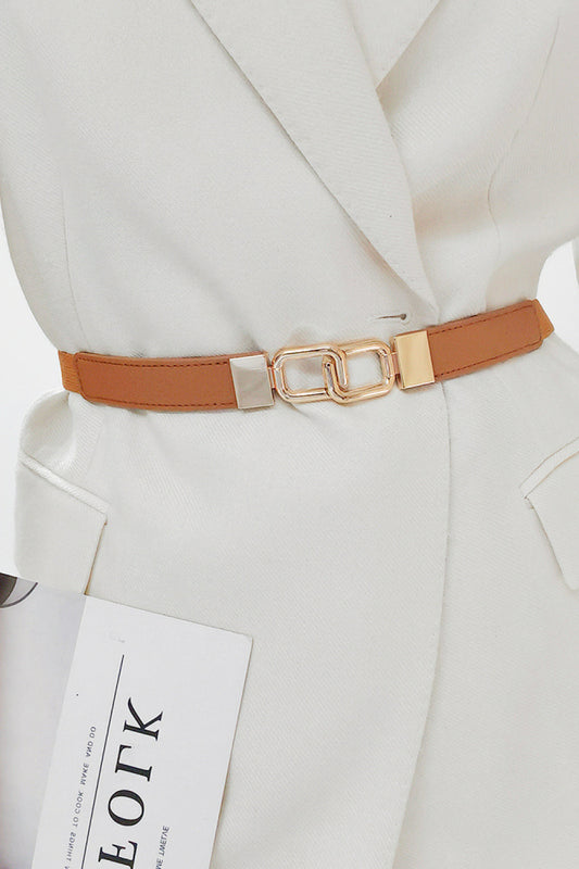 Geometric Rose Gold Double-Buckle Stretch Belt