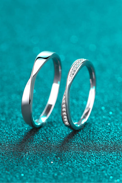 His and Hers Minimalist Sterling Silver Crossover Rings