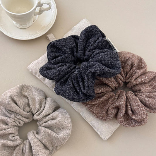 3-Piece Ruched Heathered Elastic Hair Scrunchie Set