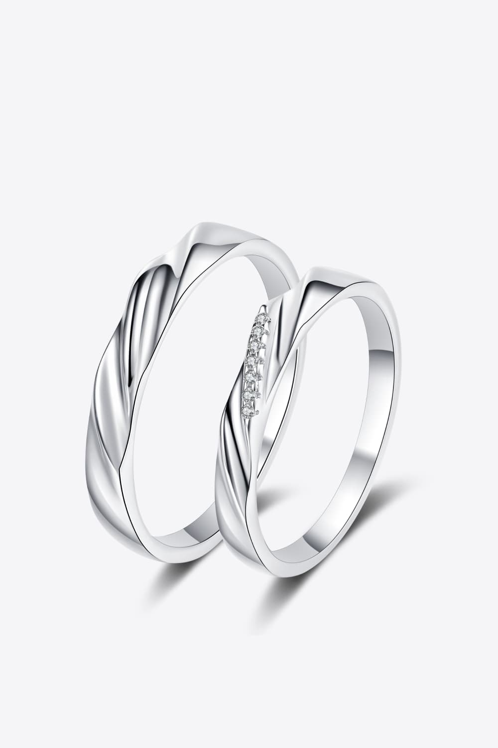 Minimalist Sterling Silver Rhodium-Plated His & Hers Ring Set