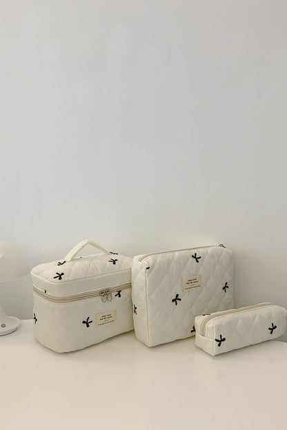 Quilted Bow 3-Piece Storage Bag Set