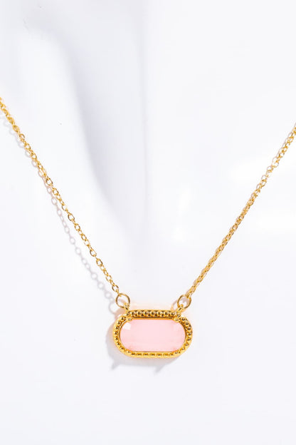 14K Gold-Plated Rectangular Oval Pendant Necklace