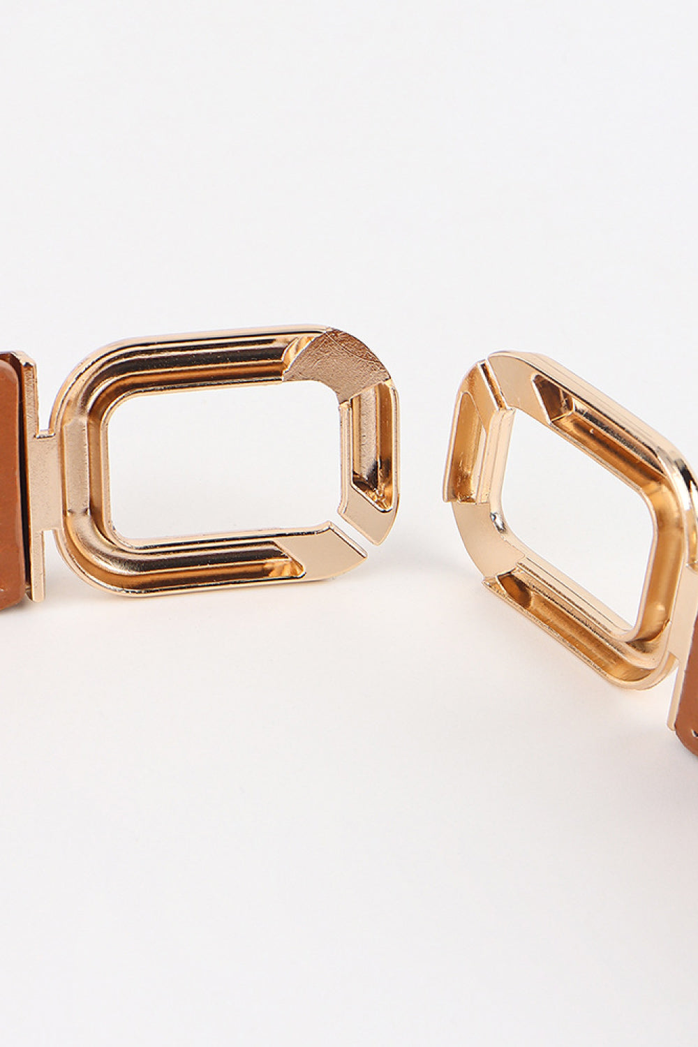 Geometric Rose Gold Double-Buckle Stretch Belt