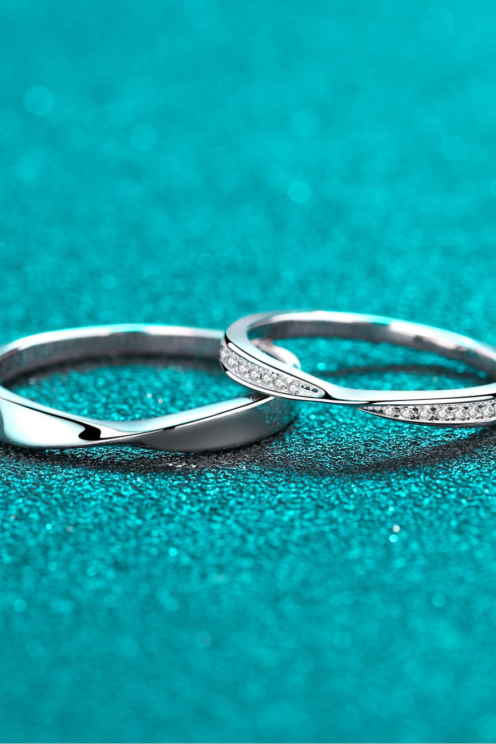 His and Hers Minimalist Sterling Silver Crossover Rings