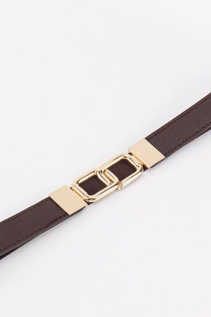 Geometric Rose Gold Double-Buckle Stretch Belt