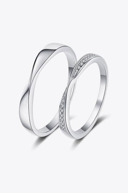 His and Hers Minimalist Sterling Silver Crossover Rings