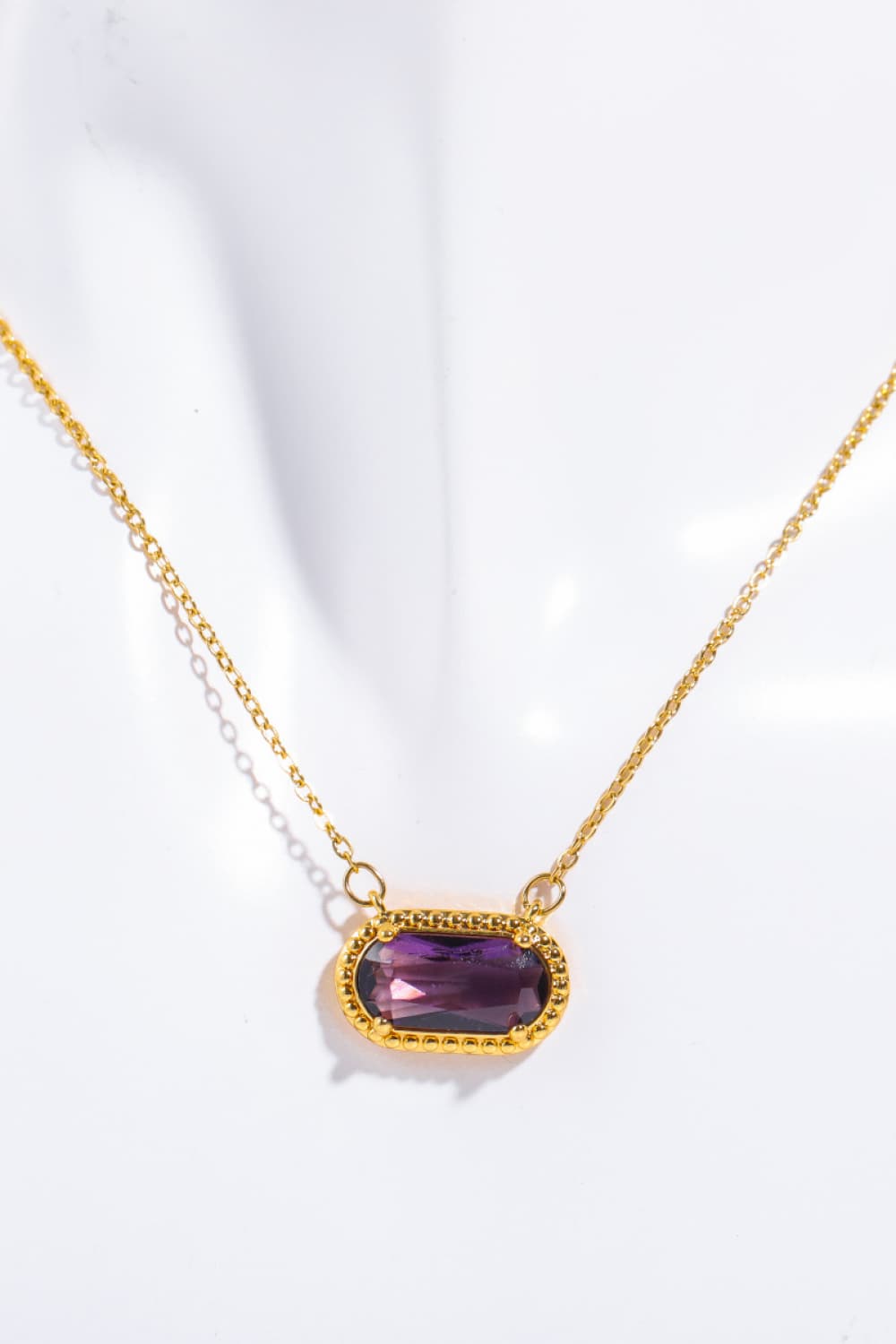 14K Gold-Plated Rectangular Oval Pendant Necklace