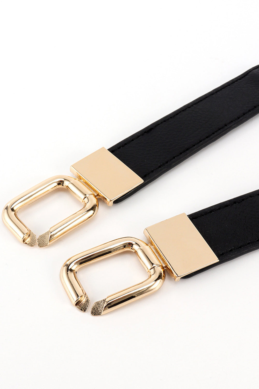 Geometric Rose Gold Double-Buckle Stretch Belt