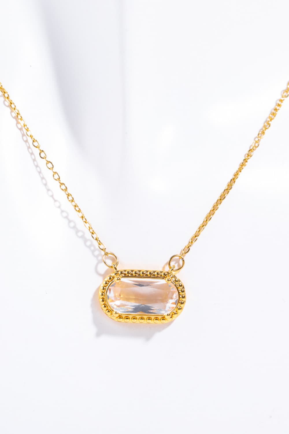 14K Gold-Plated Rectangular Oval Pendant Necklace