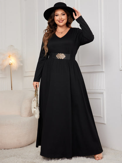 Plus Size Cutout Scoop-Back V-Neck Maxi Dress