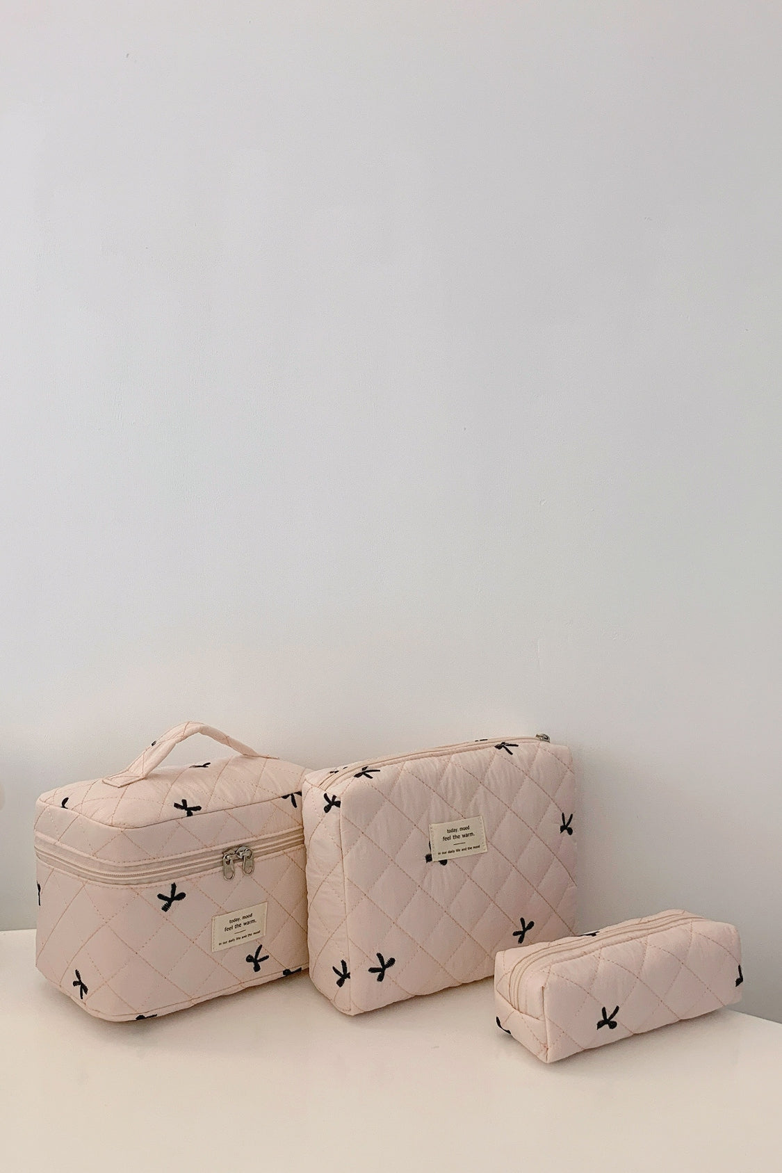 Quilted Bow 3-Piece Storage Bag Set