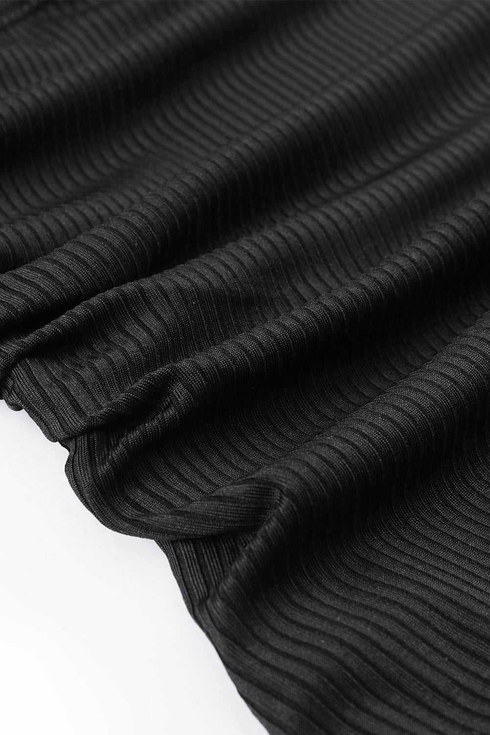 Black Adjustable Straps Ribbed Knit One-Piece Swimsuit