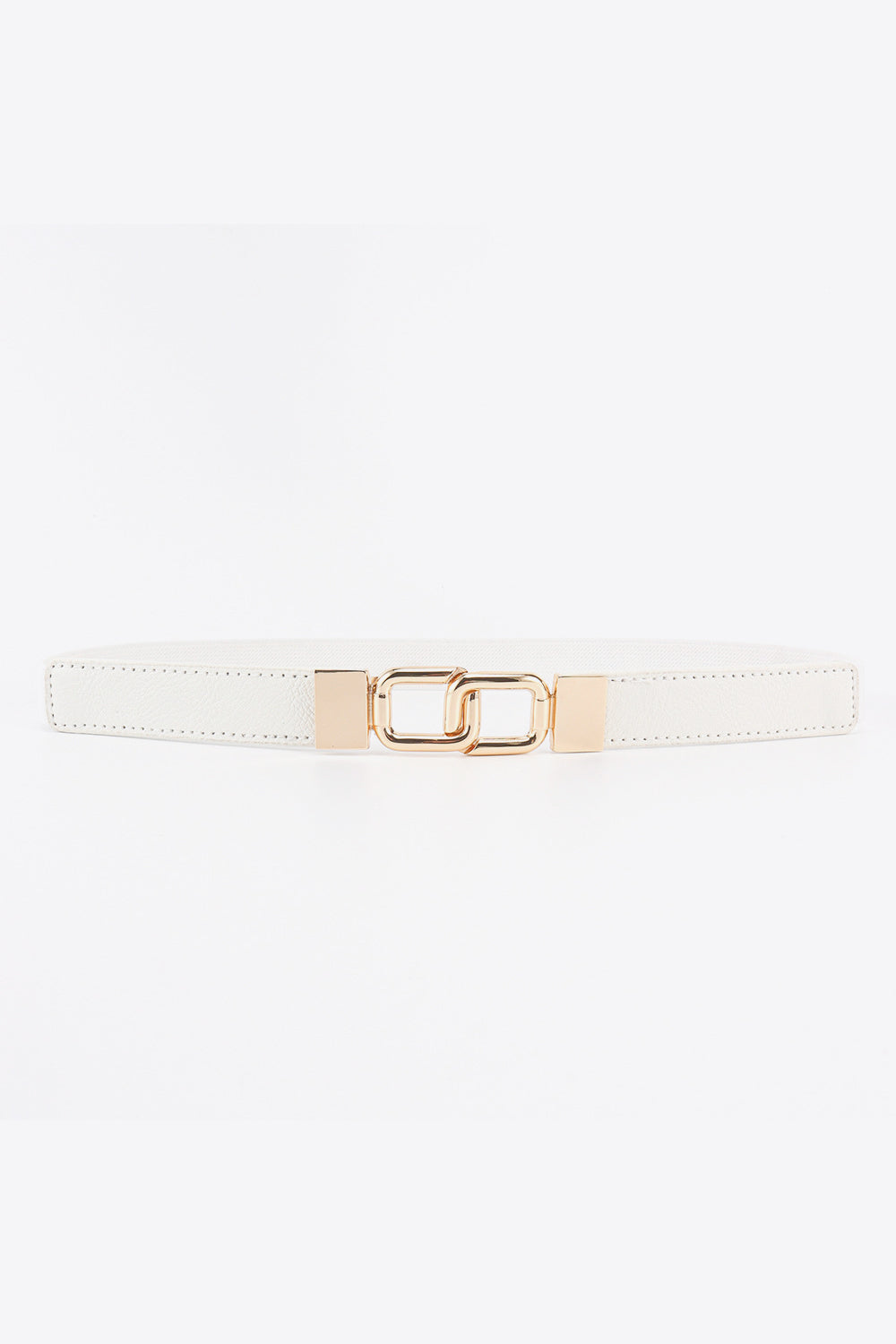 Geometric Rose Gold Double-Buckle Stretch Belt