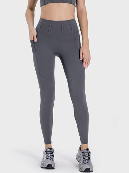 Millennia Pocketed High-Waist Seam Detail Active Leggings