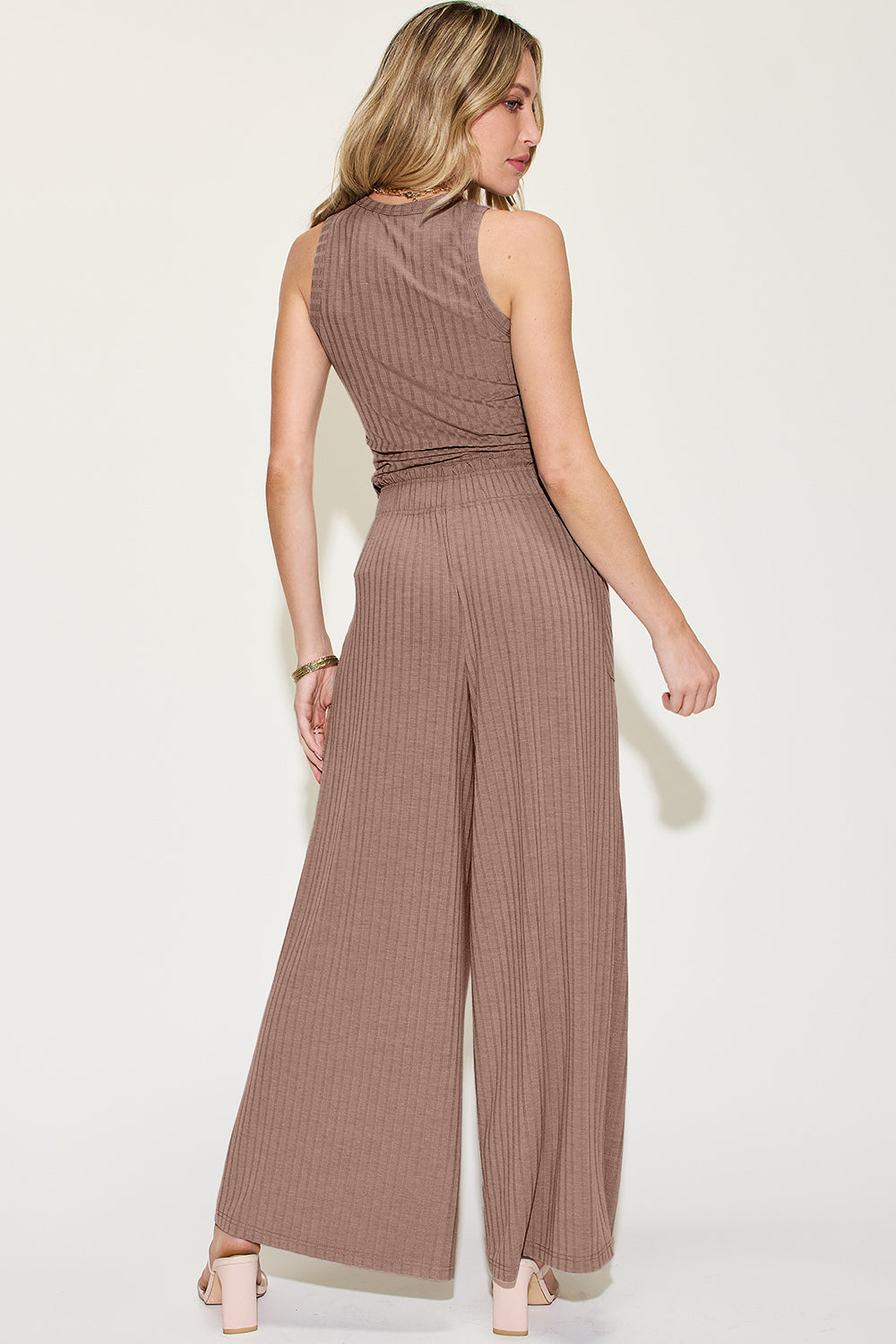 Relaxed Ribbed Two-Piece Tank and Wide-Leg Pants Set