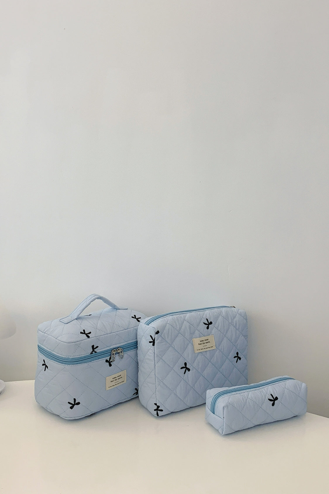 Quilted Bow 3-Piece Storage Bag Set