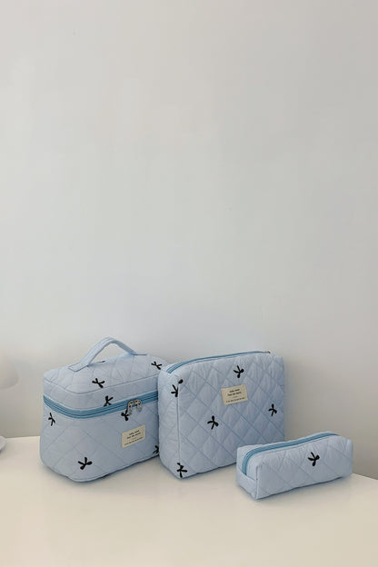 Quilted Bow 3-Piece Storage Bag Set