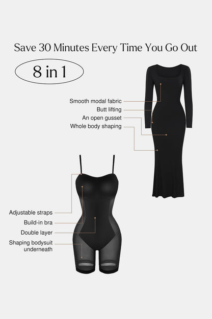 Basic Bae Built-In Shapewear Square Neck Form-Fitting Maxi Dress