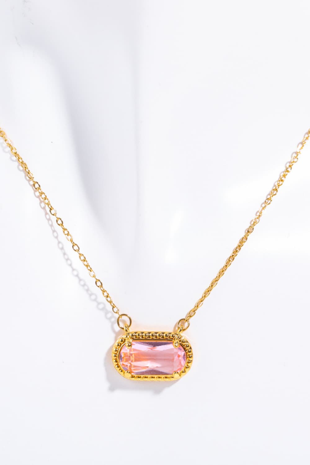 14K Gold-Plated Rectangular Oval Pendant Necklace