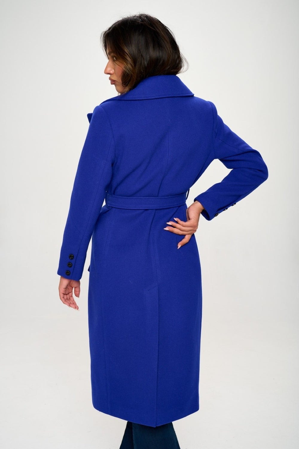 Coalition LA Royal Blue Double-Breasted Longline Belted Coat