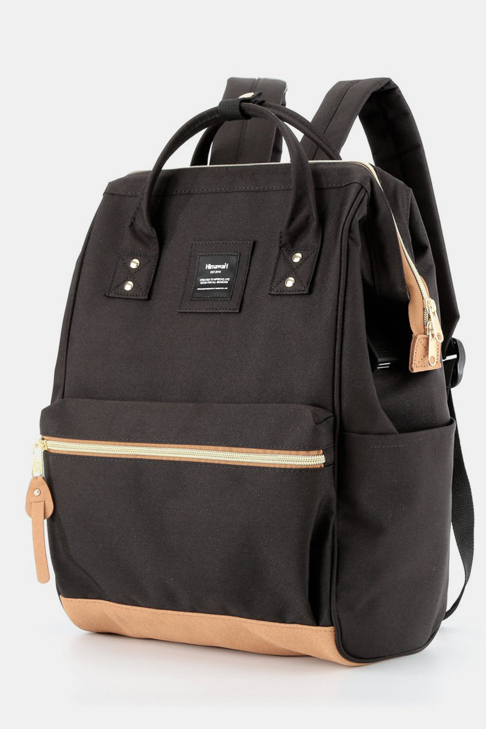 Himawari Contrast Waterproof Canvas Backpack with Side Pockets