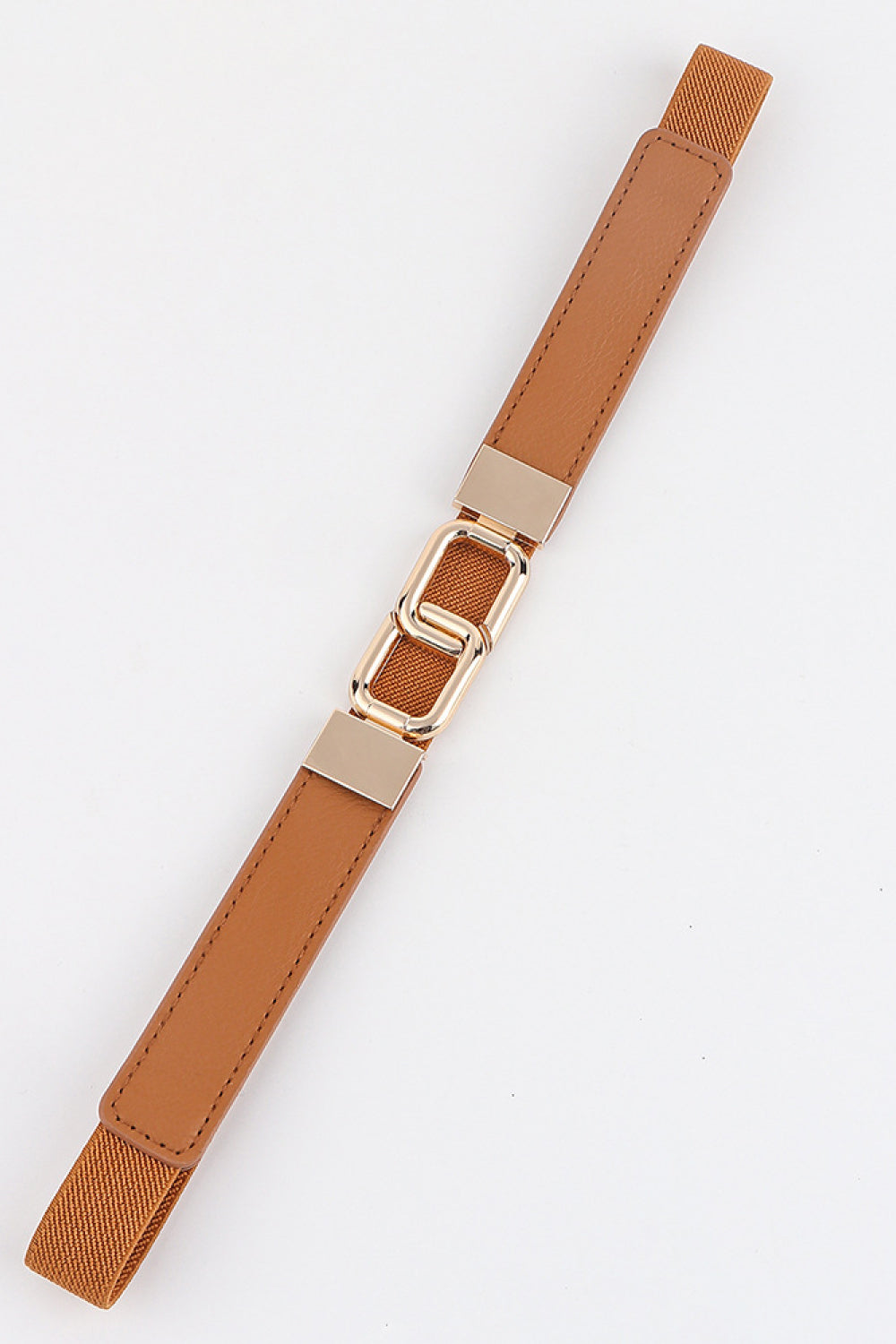 Geometric Rose Gold Double-Buckle Stretch Belt