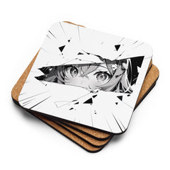 Shattered Vision: Abstract Anime Cork-Back Coaster Bundle (Set of 4)