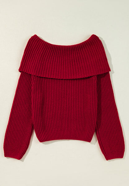 Bardot Off-Shoulder Long Sleeve Knit Sweater