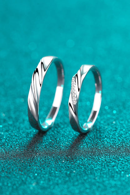 Minimalist Sterling Silver Rhodium-Plated His & Hers Ring Set