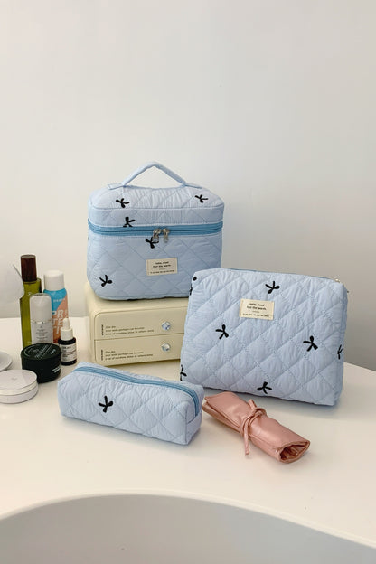 Quilted Bow 3-Piece Storage Bag Set