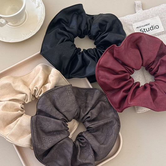 4-Piece Leather Elastic Hair Scrunchie Set