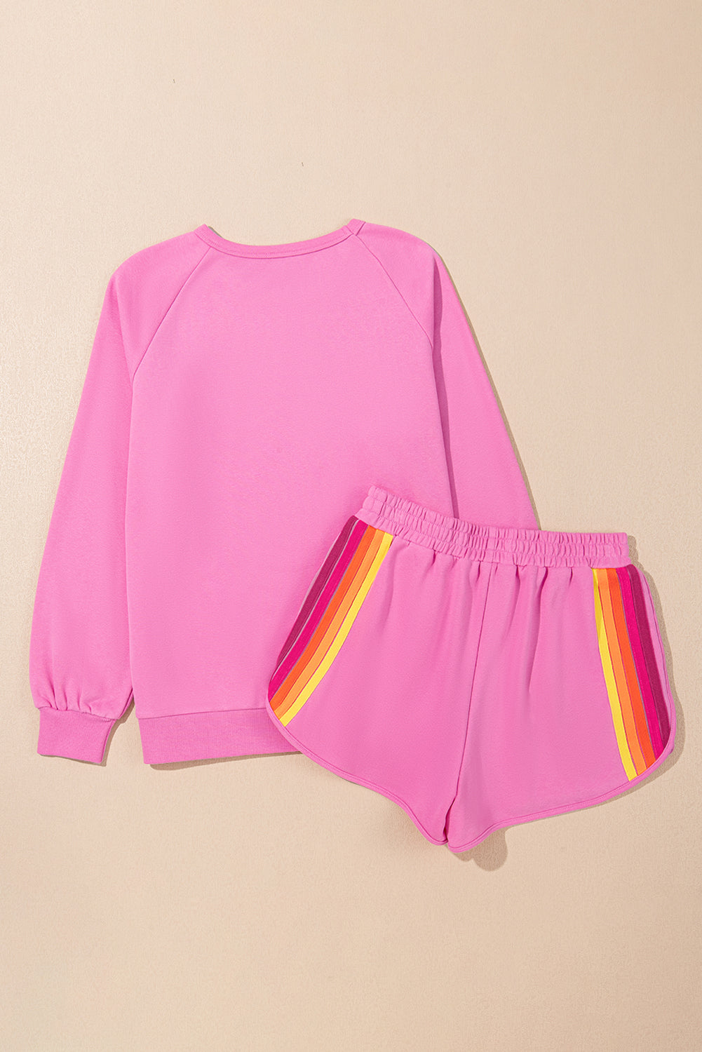 Striped Accent Pullover & Shorts Two-Piece Set