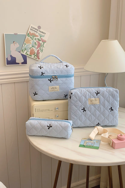 Quilted Bow 3-Piece Storage Bag Set