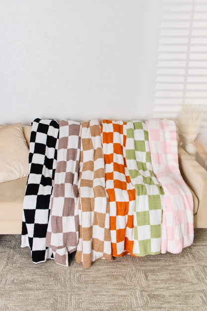 Cozy Checkered Accent Throw Blanket