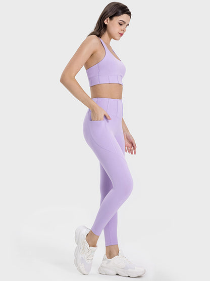 Millennia Pocketed High-Waist Seam Detail Active Leggings