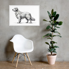 Loyal Companion: Framed Golden Retriever Sketch Poster